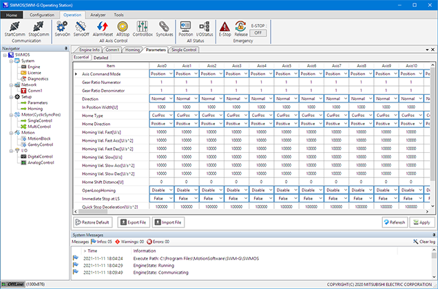 Parameter setting